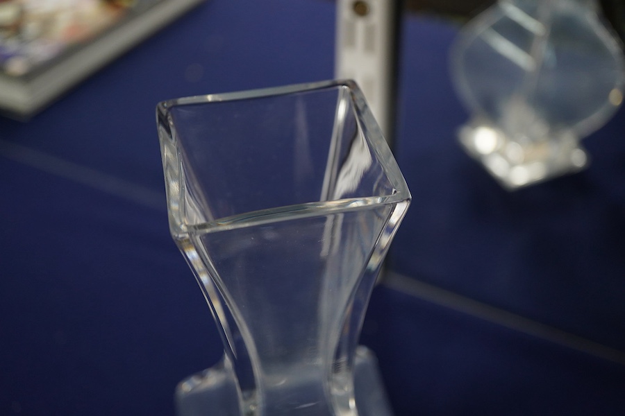 A Baccarat crystal bulbous vase and a Baccarat star shaped dish- 26cm wide